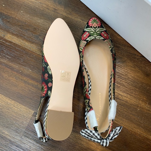 Anthropologie Bow-tied Slingback Flats Floral - Picture 6 of 8